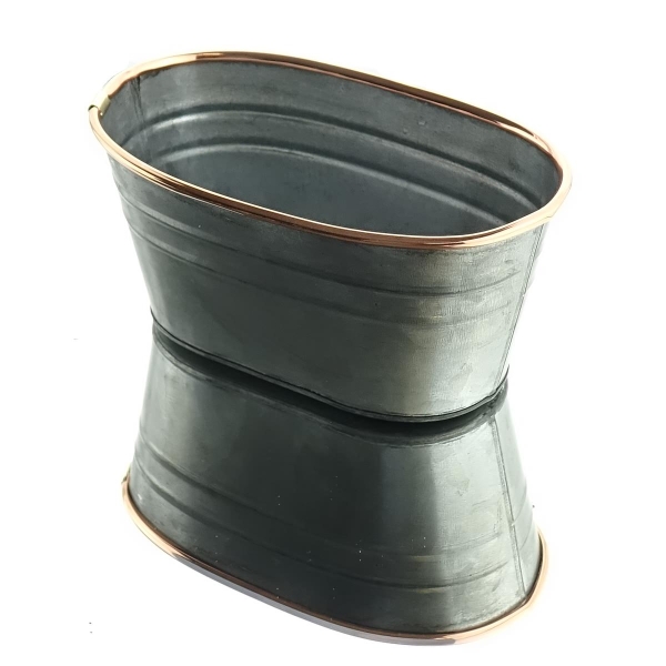 nature trends Zink-Schale mit kupferfarbenen Rand oval 19 x 11 cm