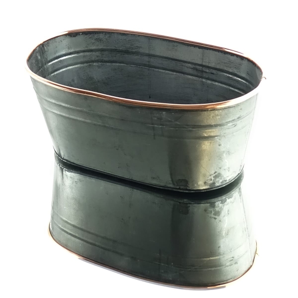 nature trends Zink-Schale mit kupferfarbenen Rand oval 28 x 16 cm