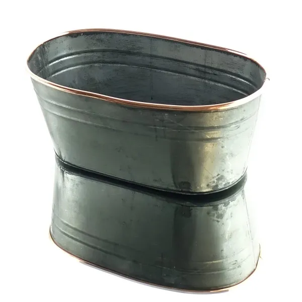 nature trends Zink-Schale mit kupferfarbenen Rand oval 28 x 16 cm