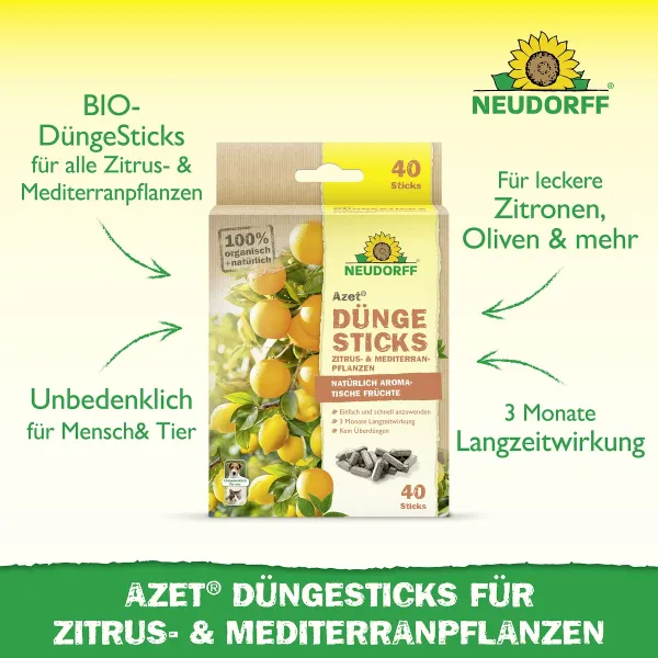 NEUDORFF® Azet® DüngeSticks für Zitrus- & Mediterranpflanzen - 40 Sticks