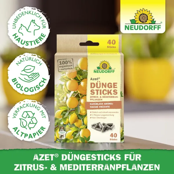 NEUDORFF® Azet® DüngeSticks für Zitrus- & Mediterranpflanzen - 40 Sticks
