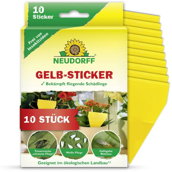 NEUDORFF® Gelb-Sticker zur Bekämpfung fliegender Schädlinge - 10 Sticker