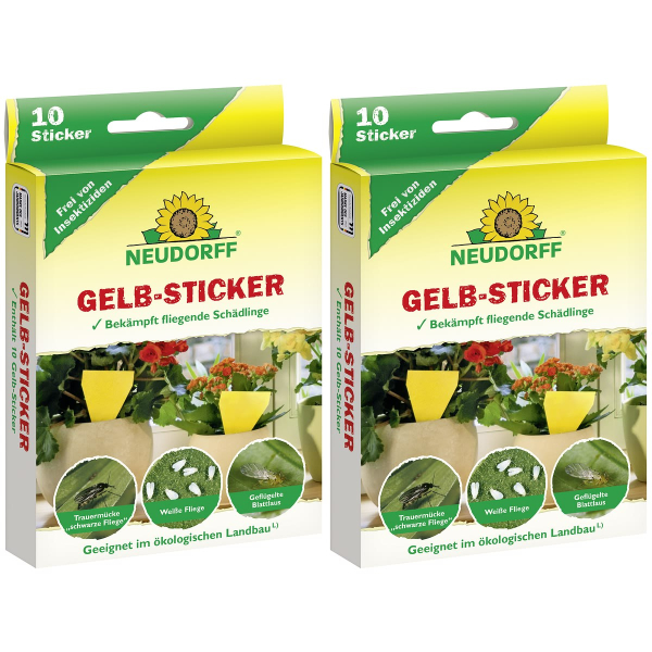 NEUDORFF® Gelb-Sticker zur Bekämpfung fliegender Schädlinge - 10 Sticker x 2