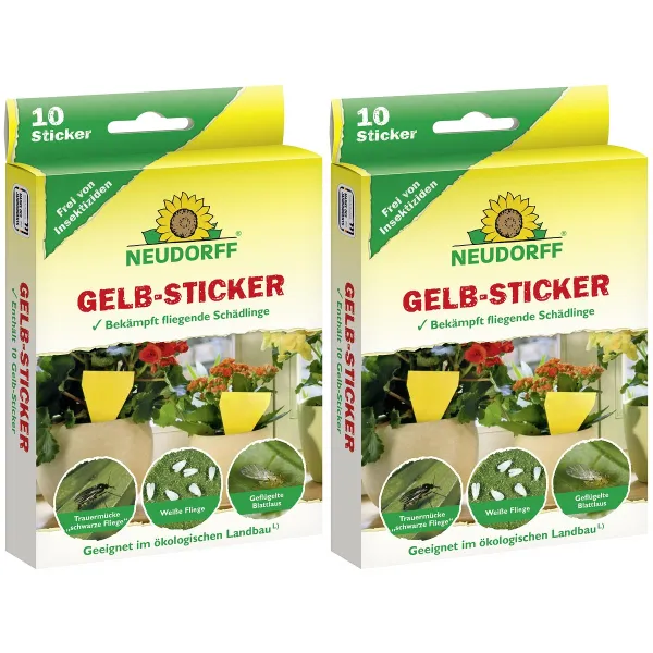 NEUDORFF® Gelb-Sticker zur Bekämpfung fliegender Schädlinge - 10 Sticker x 2
