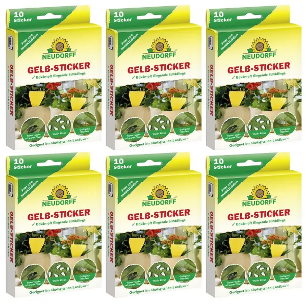 NEUDORFF® Gelb-Sticker zur Bekämpfung fliegender Schädlinge - 10 Stícker x 6 NEUDORFF® Gelb-Sticker zur Bekämpfung fliegender Schädlinge - 10 Stícker x 6
