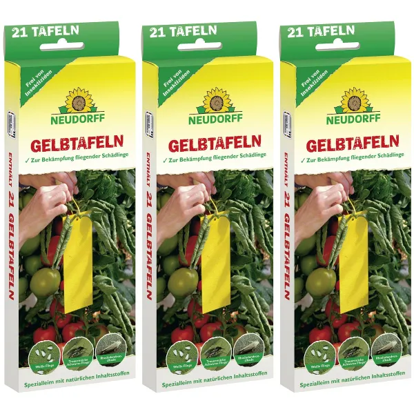 NEUDORFF® Gelbtafeln Kleinformat 7,5 x 20 cm - 21 Tafeln x 3