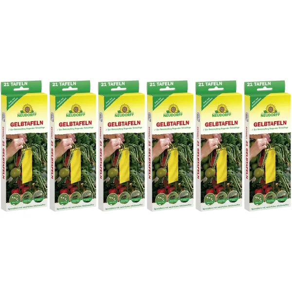 NEUDORFF® Gelbtafeln Kleinformat 7,5 x 20 cm - 21 Tafeln x 6