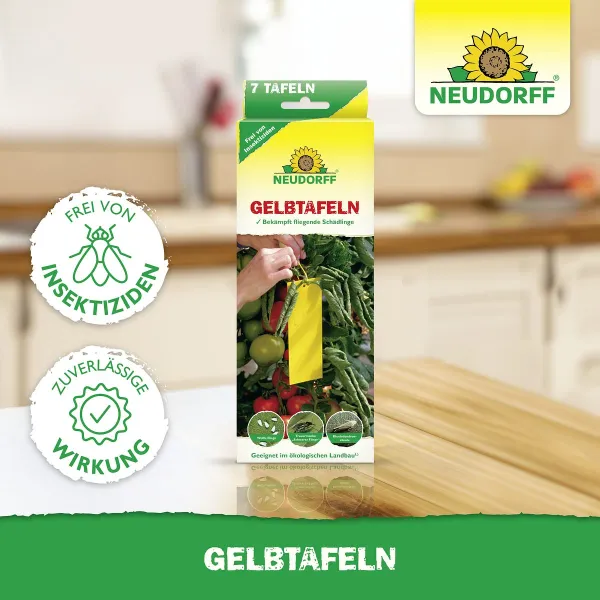 NEUDORFF® Gelbtafeln Kleinformat 7,5 x 20 cm - 21 Tafeln x 6