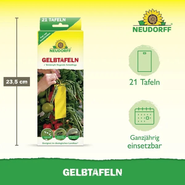 NEUDORFF® Gelbtafeln Kleinformat 7,5 x 20 cm - 21 Tafeln x 6