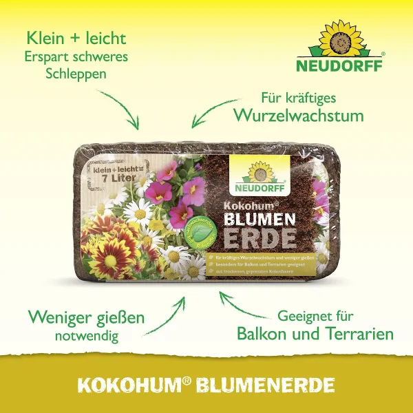 NEUDORFF® Kokohum® BlumenErde Brikett ergibt - 7 Liter