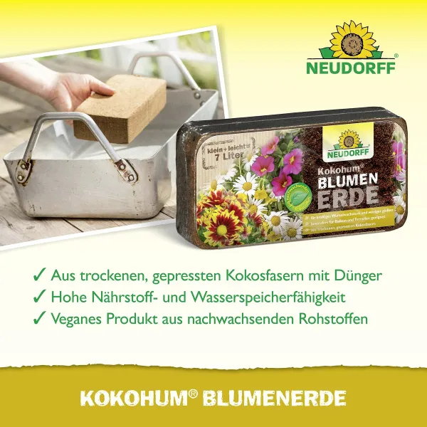 NEUDORFF® Kokohum® BlumenErde Brikett ergibt - 7 Liter