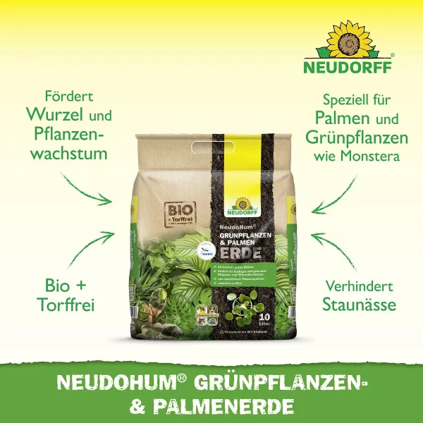 NEUDORFF® NeudoHum® BIO Grünpflanzen- & Palmenerde torffrei - 10 Liter