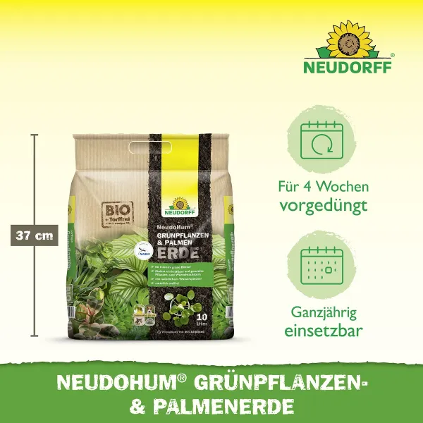 NEUDORFF® NeudoHum® BIO Grünpflanzen- & Palmenerde torffrei - 10 Liter