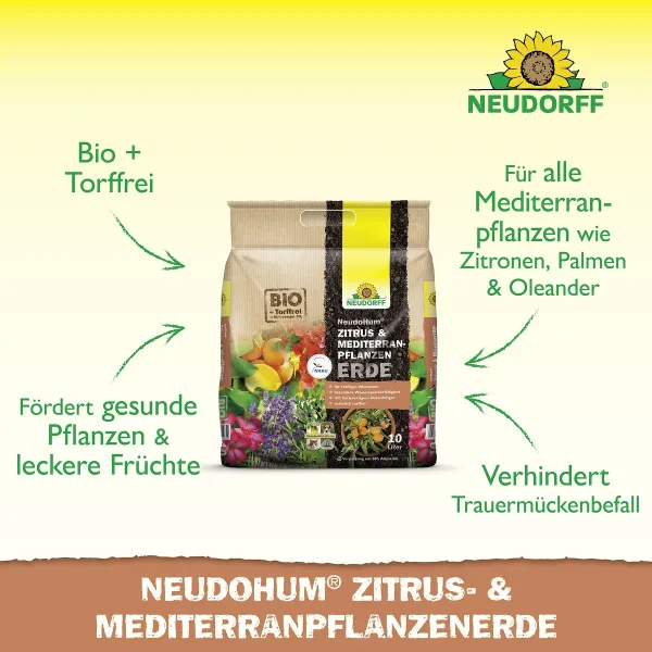 NEUDORFF® NeudoHum® BIO Zitrus- und Mediterranpflanzen Erde torffrei - 10 Liter