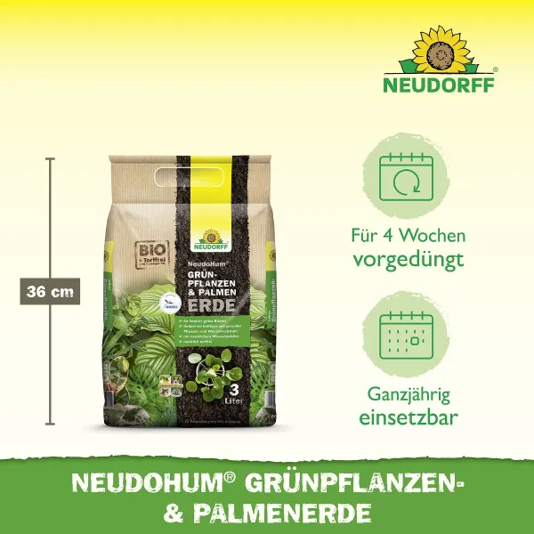 NEUDORFF® NeudoHum® Grünpflanzen- & Palmenerde torffrei - 3 Liter