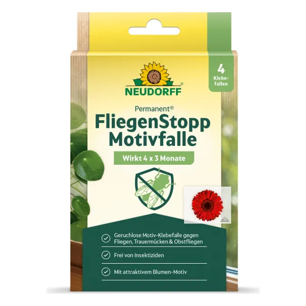 NEUDORFF Permanent FliegenStopp Motivfalle - 4 Stück