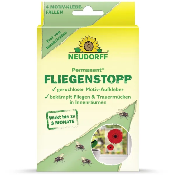 NEUDORFF Permanent FliegenStopp Motivfalle - 4 Stück
