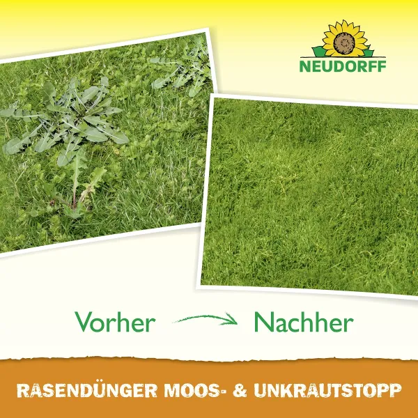 NEUDORFF® RasenDünger Moos- & Unkrautstopp - 18 kg für ca. 360 m²