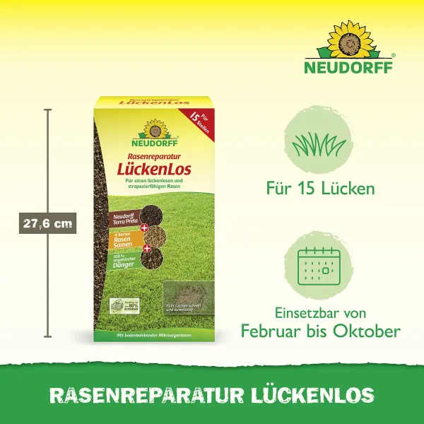 NEUDORFF® Rasenreparatur LückenLos 1,2 kg für ca. 15 Stellen