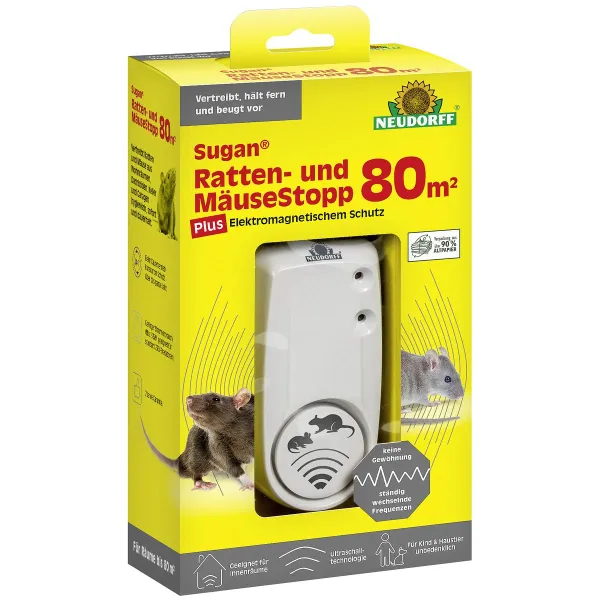 NEUDORFF® Sugan® Ratten- und Mäuse Stopp Plus Ultraschallgerät für bis zu 80 m²