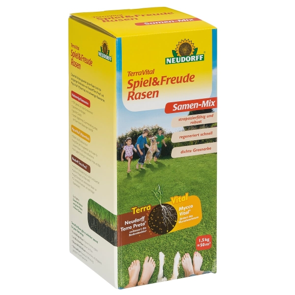 NEUDORFF® TerraVital® Spiel&FreudeRasen Samen-Mix für ca. 50 m² - 1,5 kg