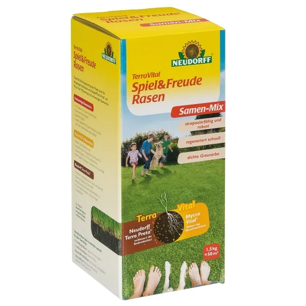 NEUDORFF® TerraVital® Spiel&FreudeRasen Samen-Mix für ca. 50 m² - 1,5 kg