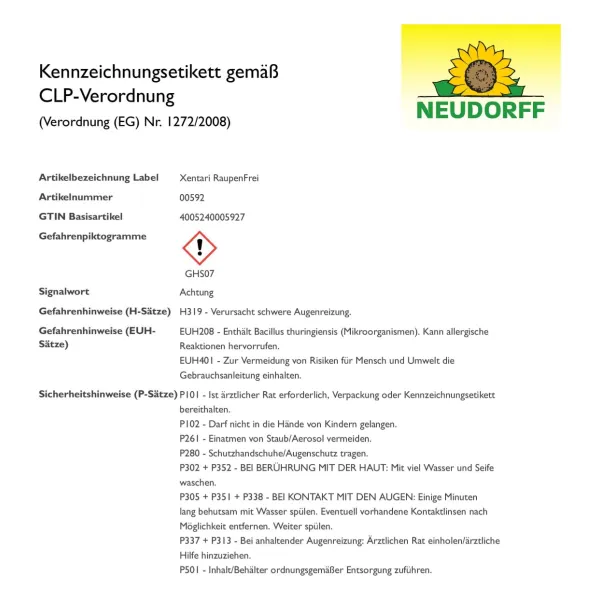NEUDORFF® Xentari® RaupenFrei gegen Buchsbaumzünsler & Schadraupen - 25 g x 4