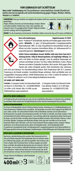 Nexa Lotte® Insektenspray gegen fliegende & kriechende Insekten - 400 ml