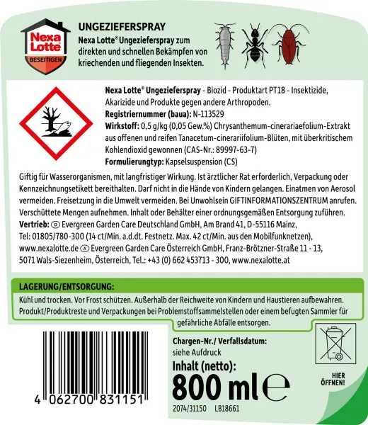 Nexa Lotte® Ungezieferspray - 800 ml