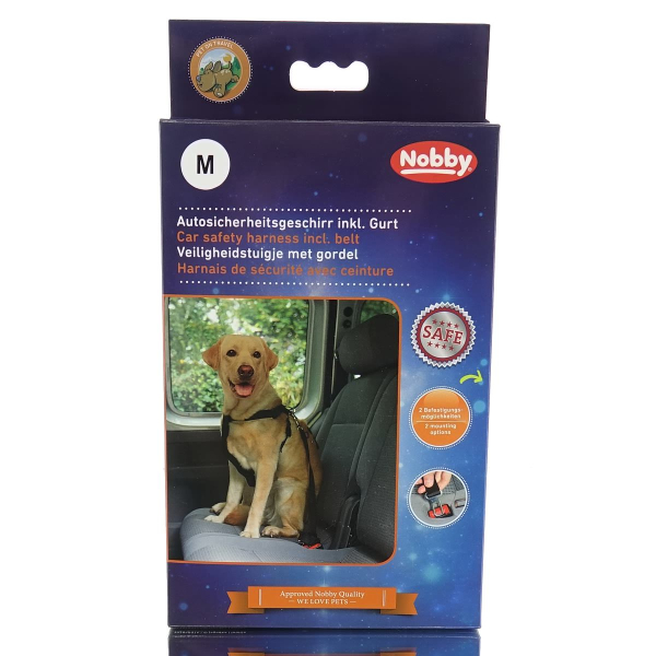 Nobby® Hunde Autosicherheitgeschirr inkl. Gurt Schwarz M Hals 15-58 cm Bauch 16-73 cm