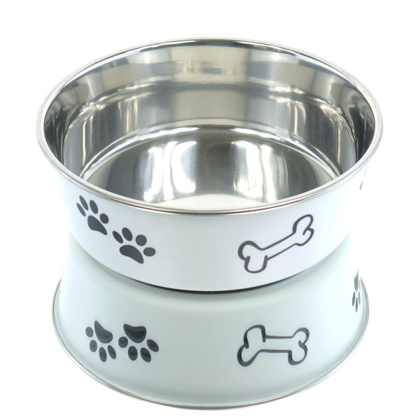 Nobby® Hunde Edelstahlnapf FUSION L Weiß rutschfest Ø 20 cm ca. 1.800 ml