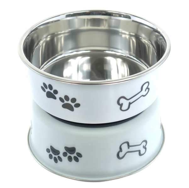 Nobby® Hunde Edelstahlnapf FUSION M Weiß rutschfest Ø 16 cm ca. 940 ml
