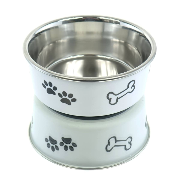 Nobby® Hunde Edelstahlnapf FUSION S Weiß rutschfest Ø 13 cm ca. 500 ml
