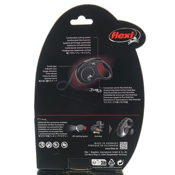 Nobby® Hunde flexi NEW CLASSIC Gurt M Schwarz 5 Meter