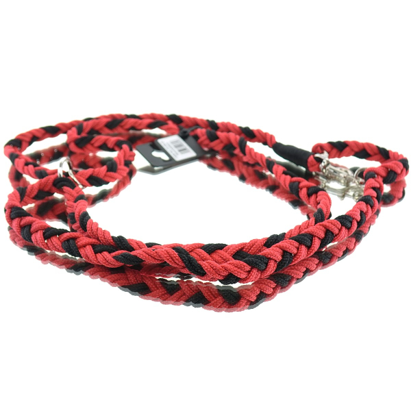 Nobby® Hunde Führleine Geflochten S-M  Rot & Schwarz 200 cm - Nylon