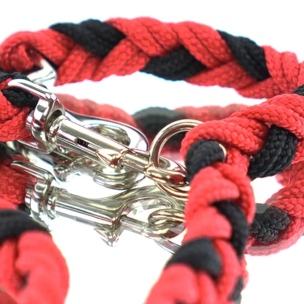 Nobby® Hunde Führleine Geflochten S-M Rot & Schwarz 200 cm - Nylon