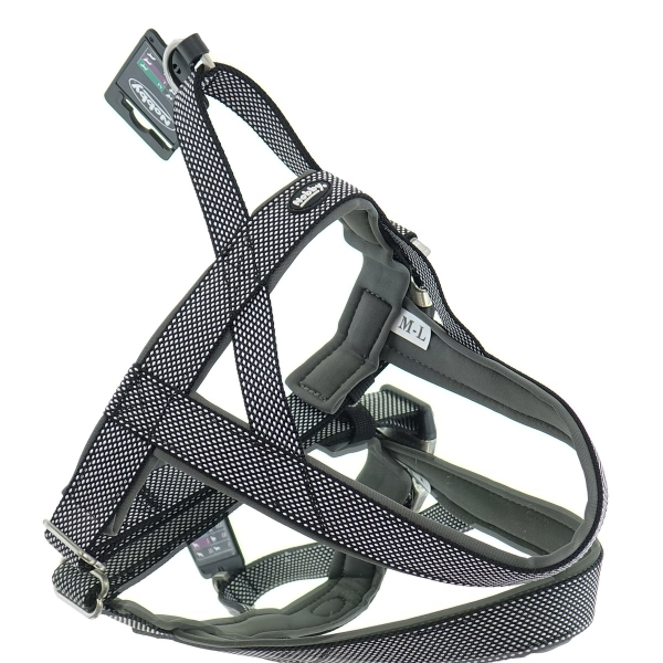 Nobby® Hunde Norwegergeschirr Classic Preno Royal M-L Schwarz & Weiß 50-64 cm - Nylon