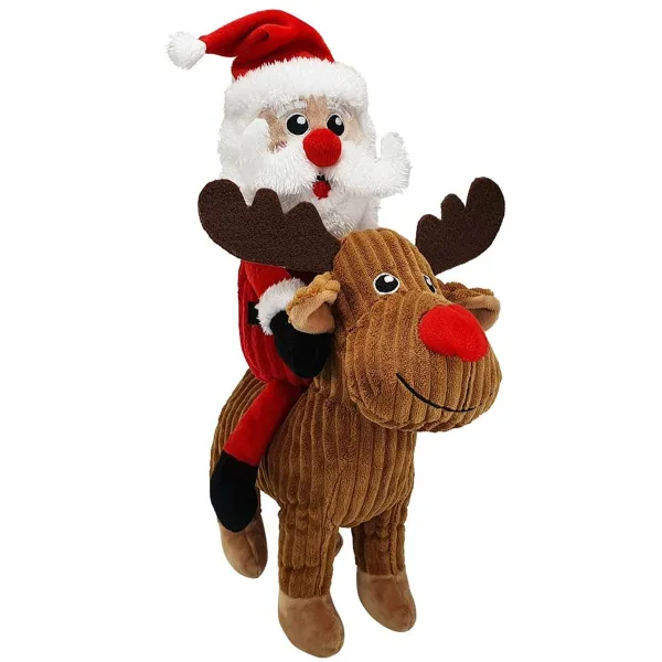 Nobby® Hunde Spielzeug Plüsch-Weihnachtsmann auf Elch 38 cm