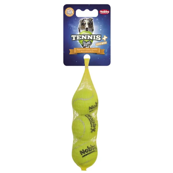 Nobby® Hunde Tennisball mit Squeaker S 5,5 cm, 3er Netz Nobby® Hunde Tennisball mit Squeaker S 5,5 cm, 3er Netz