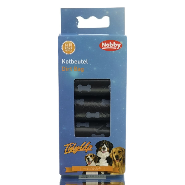 Nobby® Hunde TidyUp Kotbeutel mit Knochendruck Schwarz 4 Rollen á 15 Beutel