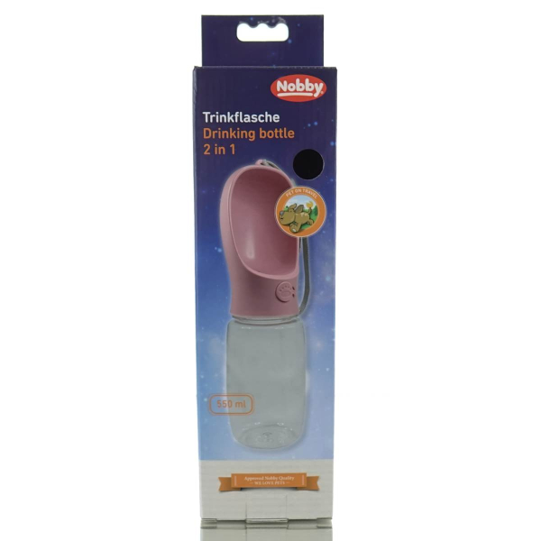 Nobby® Hunde Trinkflasche 2 in 1 Rosa 550 ml