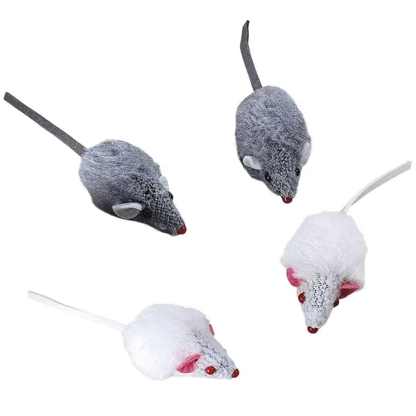 Nobby® Katzen Plüschmaus Kurzhaar mit Rassel 5 cm, 4er Pack