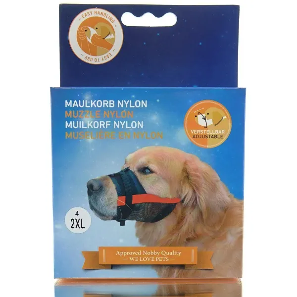 Nobby® Maulkorb L Schwarz & Rot Größe 4 verstellbar 23-31 cm - Nylon
