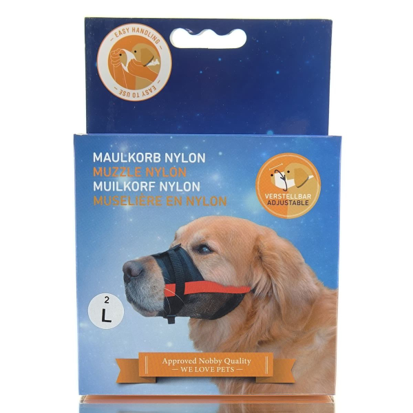 Nobby® Maulkorb L Schwarz & Rot Größe 2 verstellbar 18-24 cm - Nylon