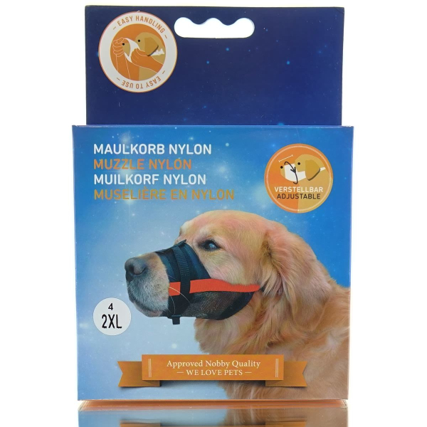 Nobby® Maulkorb L Schwarz & Rot Größe 4 verstellbar 23-31 cm - Nylon