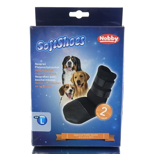 Nobby® Hunde SoftShoes Neopren Pfotenschutz-Schuh L Schwarz 18 cm - 2 Schuhe