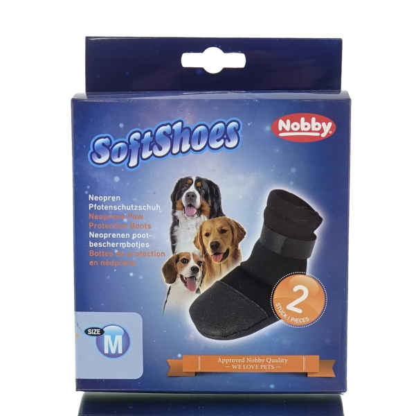Nobby® Hunde SoftShoes Neopren Pfotenschutz-Schuh M Schwarz 16 cm - 2 Schuhe