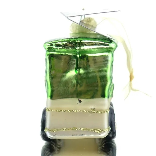 Nostalgie Weihnachtsanhänger Eisenbahn Grün 6 cm - Glas