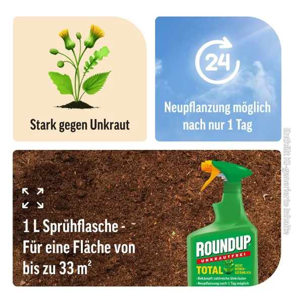 Nur Amazon 2 x ROUNDUP® Unkrautfrei Total AF 1 Liter Artikel EAN 4062700832776