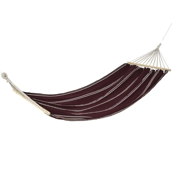 outdoor living Hängematte Lila mit wollweißen Streifen 200 x 100 cm - Polyester-Baumwolle